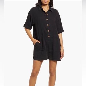 Rip Curl Black Button-Up Romper